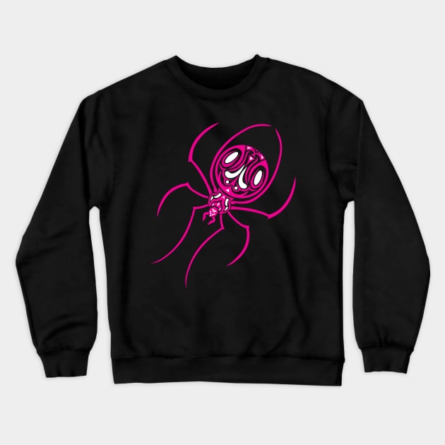 Pink and White Tribal / Tattoo Art Spider Crewneck Sweatshirt by Designs by Darrin